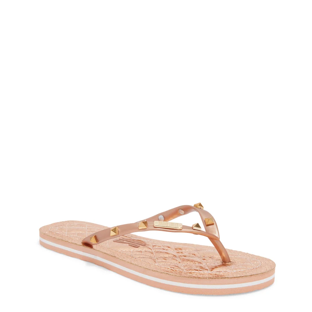 Chinelo Flip Flop Matelassê Tiras Spikes Bege - vista 2 de 4