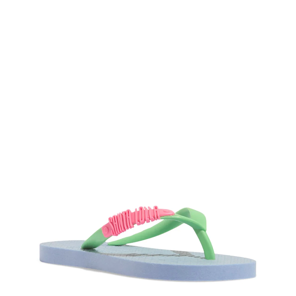 Chinelo Flip Flop Infantil Borracha Azul Tira Verde - vista 2 de 4