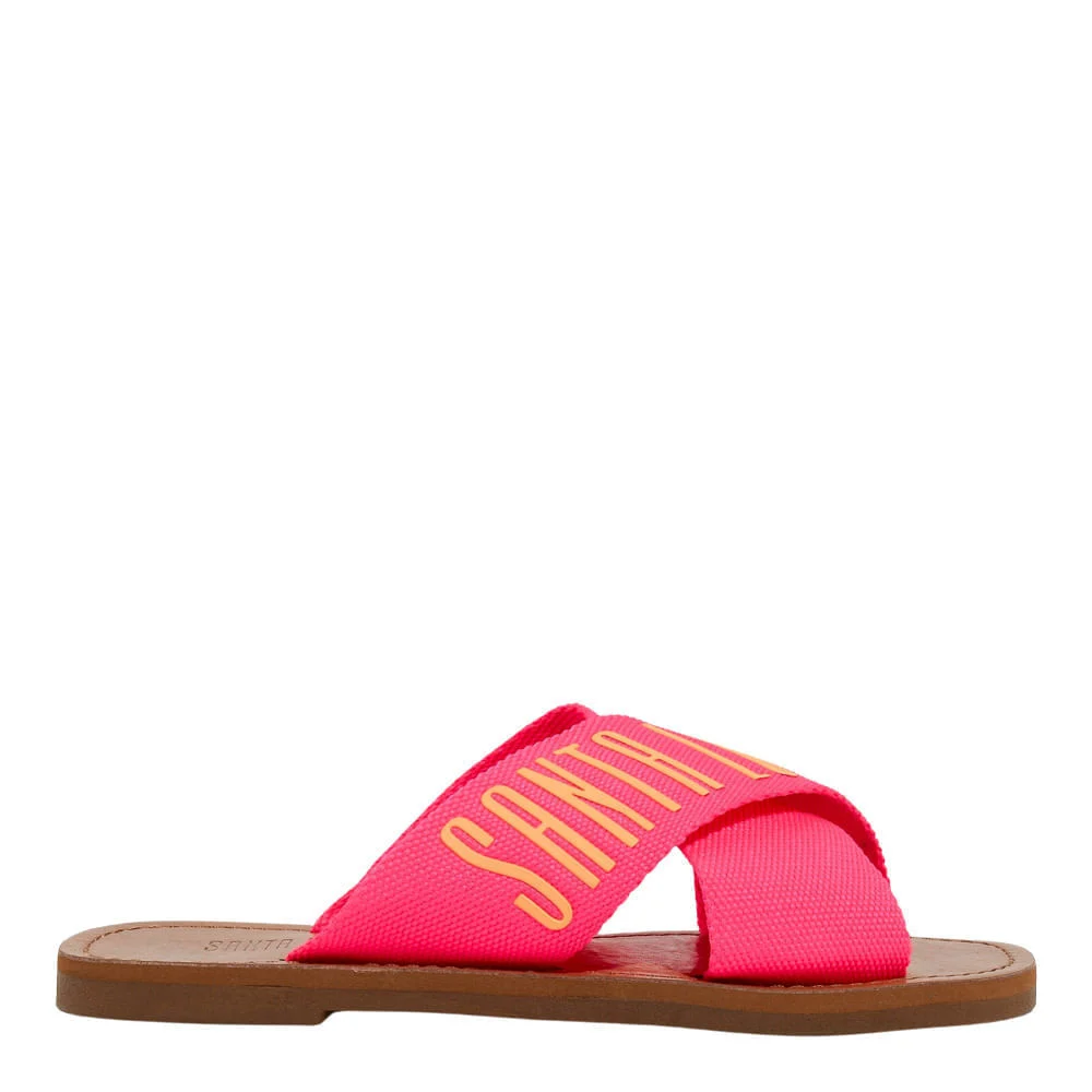 Rasteira Gorgurão Rosa Neon - vista 1 de 4