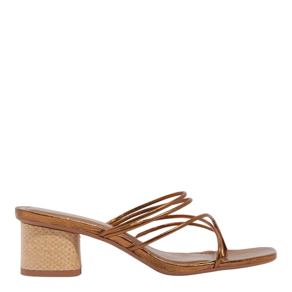 Mule Tiras Soft Metalizado Salto Bloco Bronze - vista 1 de 3