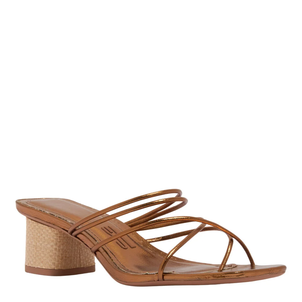 Mule Tiras Soft Metalizado Salto Bloco Bronze - vista 2 de 3