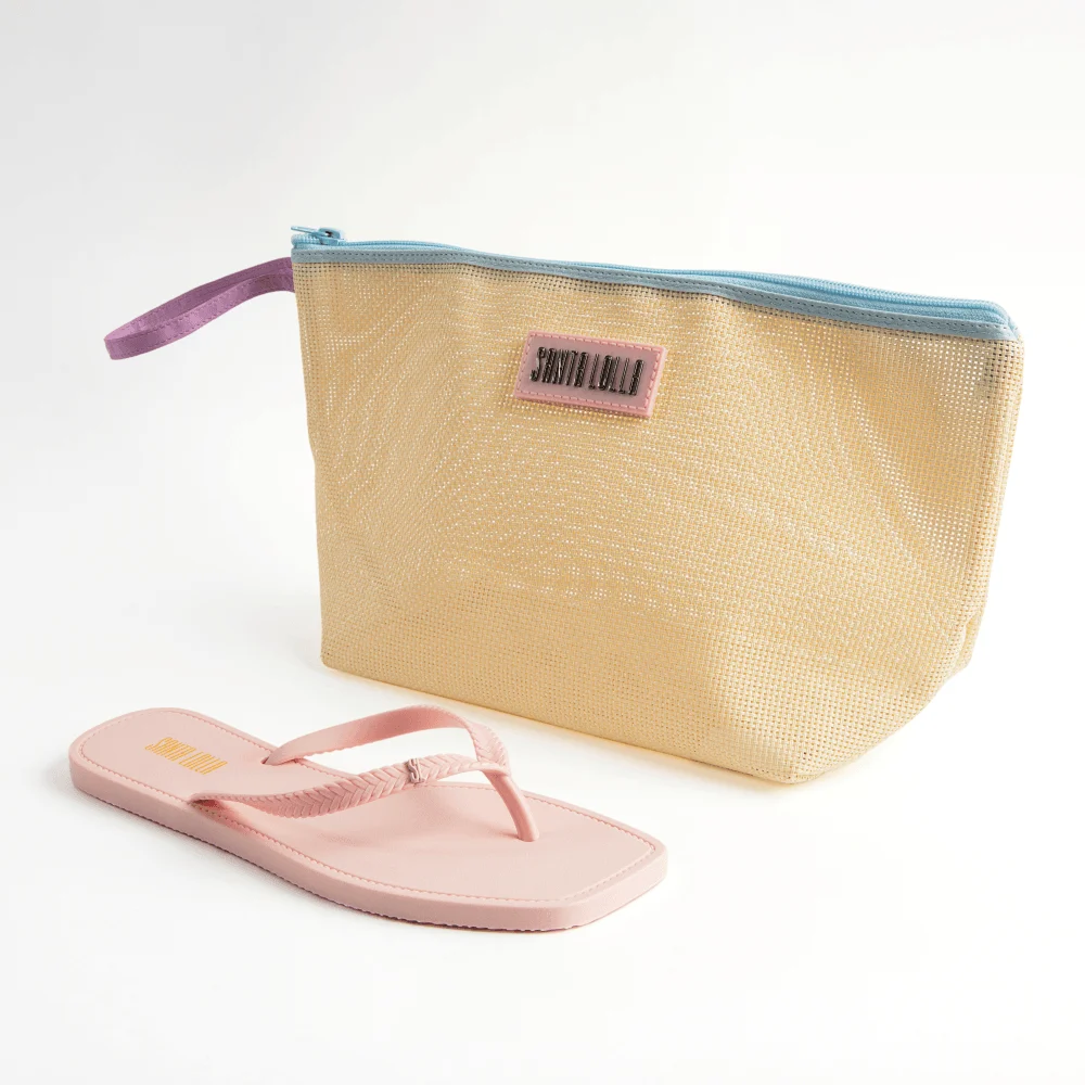 Kit Chinelo Flip Flop Borracha Rosa E Necessaire - vista 1 de 1