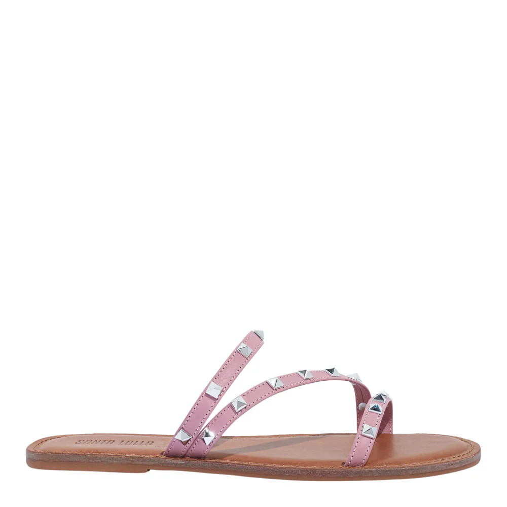 Rasteira Spikes Couro Nobre Soft Rosa - vista 1 de 4