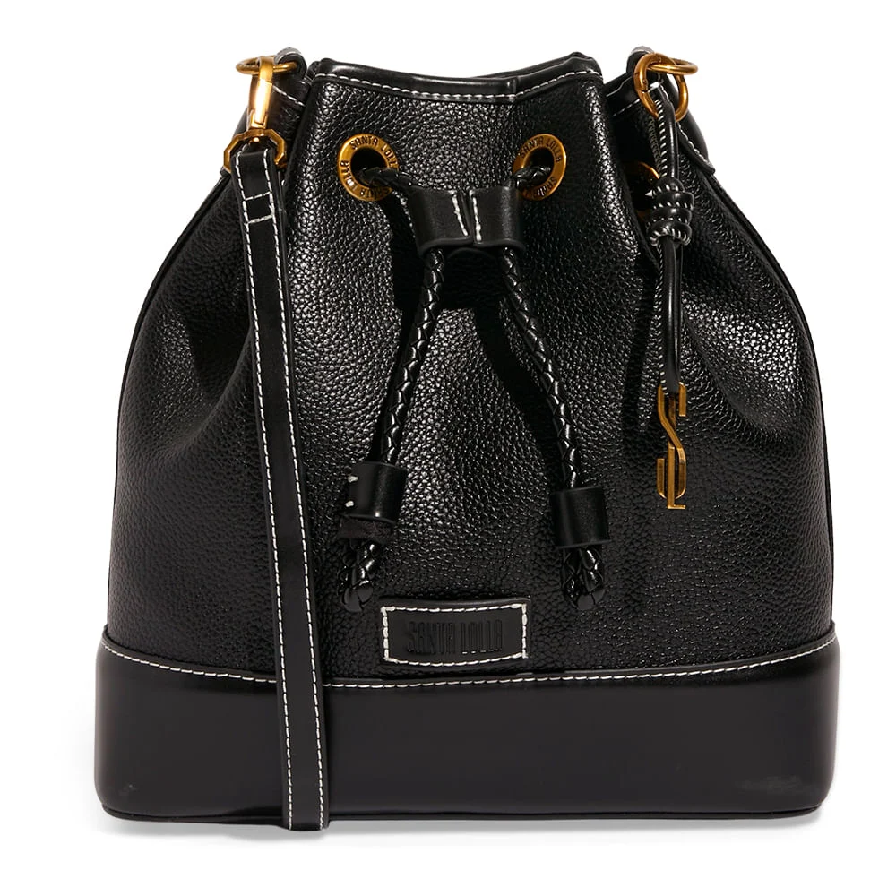 Bolsa Bucket Transversal Preta Floater Pespontos - vista 1 de 3