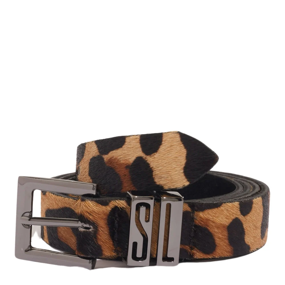 Cinto Couro Pelo Estampa Animal Print Onça - vista 1 de 2