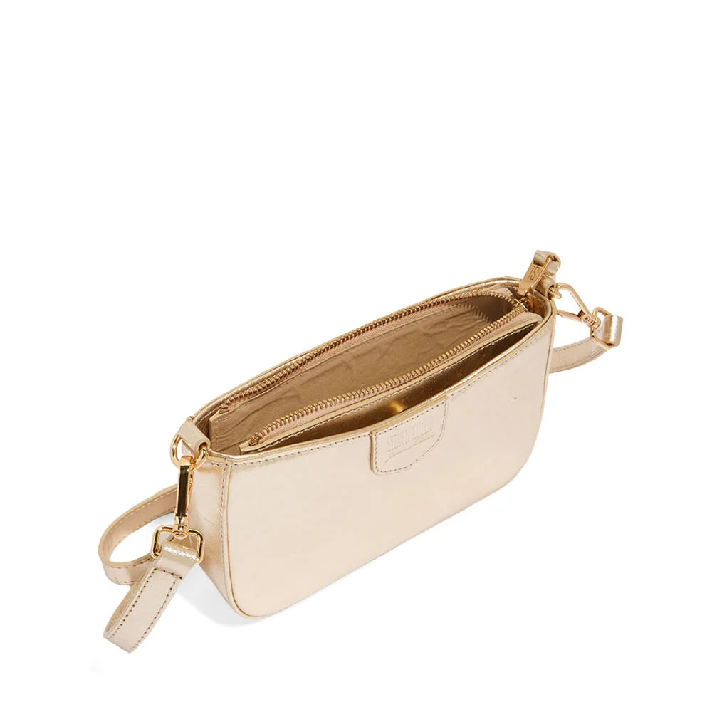 Bolsa Clutch Dourada Couro Metalizado Transversal - vista 3 de 3