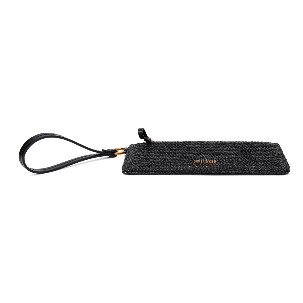 Clutch Preta Palha Tramado Alça De Mão - vista 7 de 7