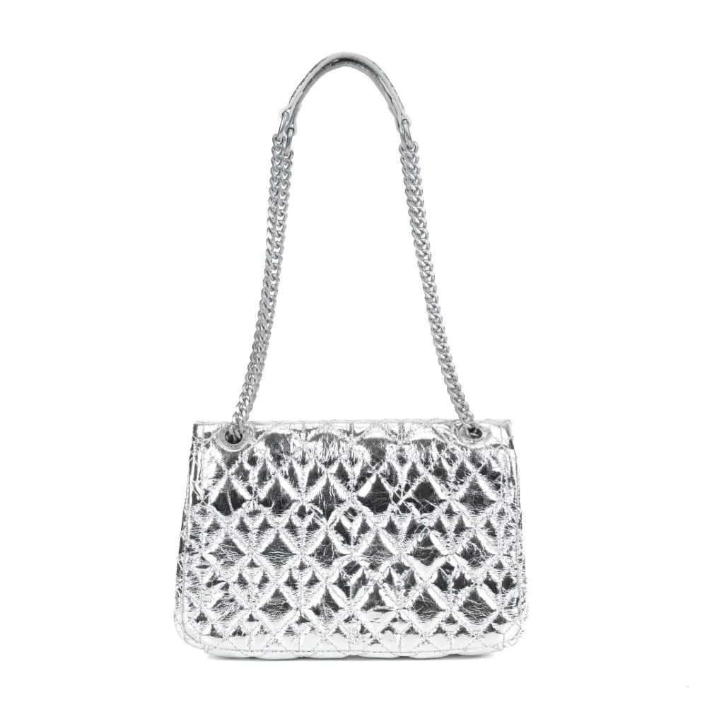 Bolsa Prata Crinkle Metalizado Alça Corrente - vista 7 de 7