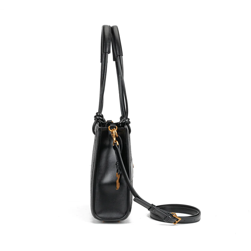 Bolsa Tote Tramado Preta Duas Alças - vista 4 de 7