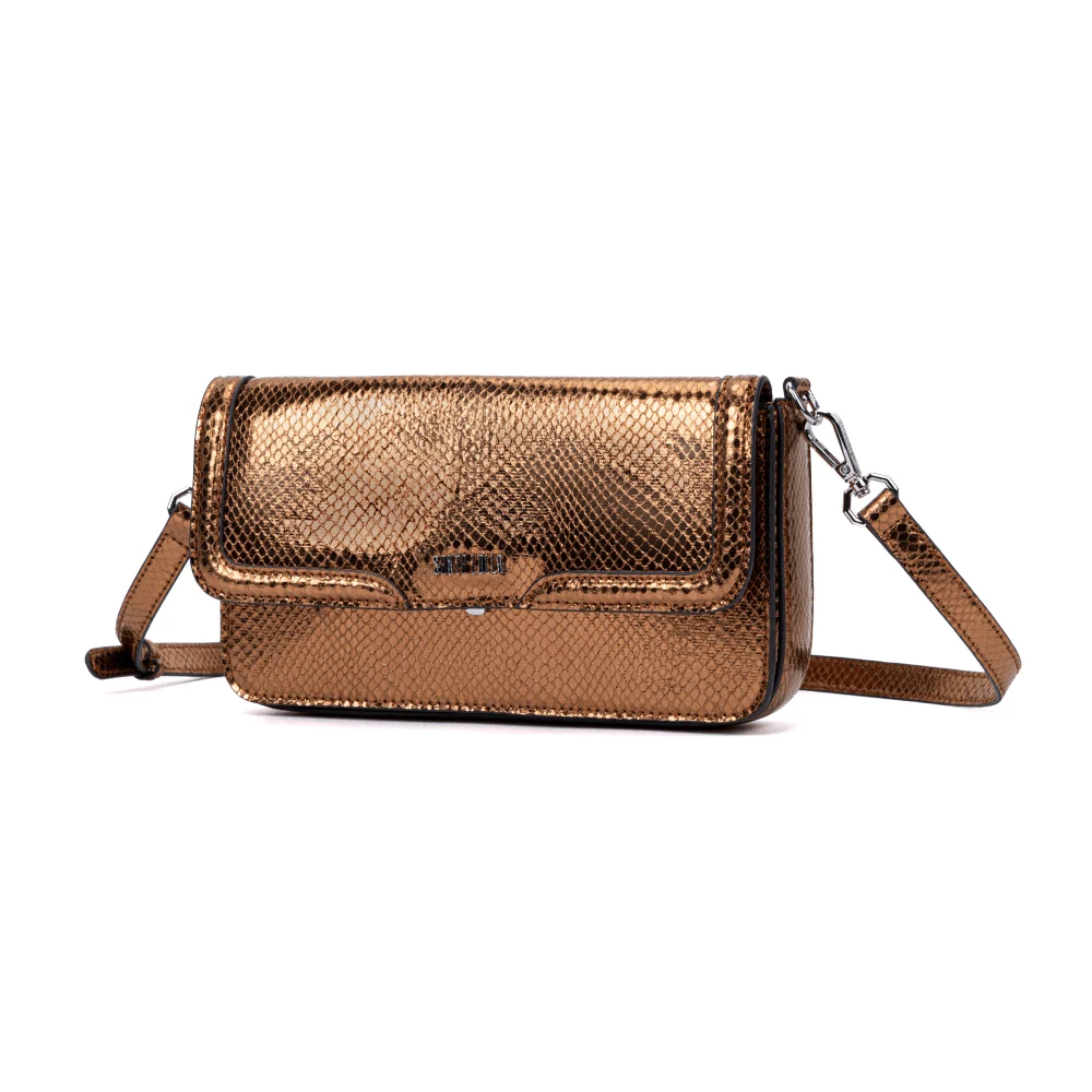 Bolsa Metalizada Flap Bag Snack Print Bronze - vista 3 de 7