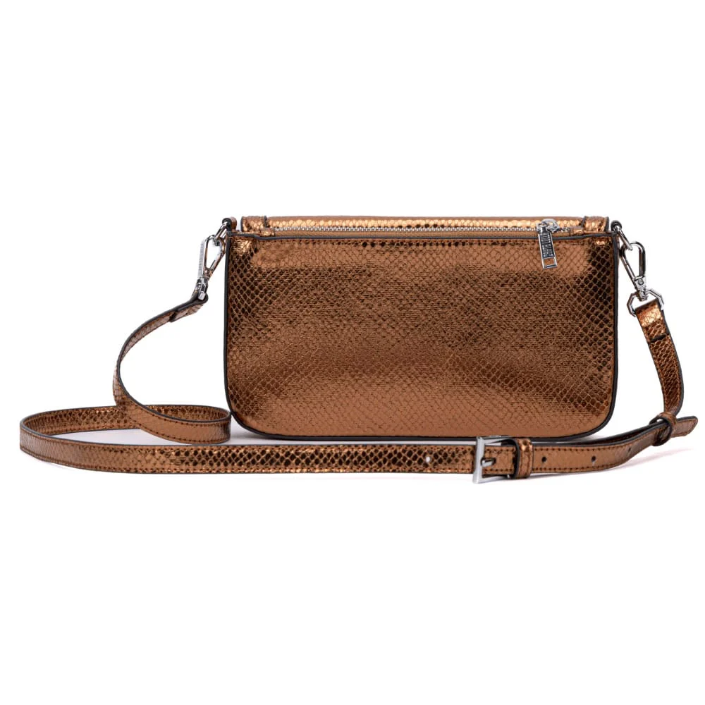 Bolsa Metalizada Flap Bag Snack Print Bronze - vista 4 de 7