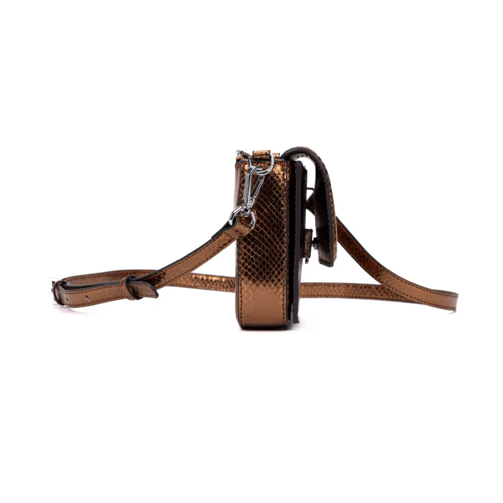 Bolsa Metalizada Flap Bag Snack Print Bronze - vista 5 de 7
