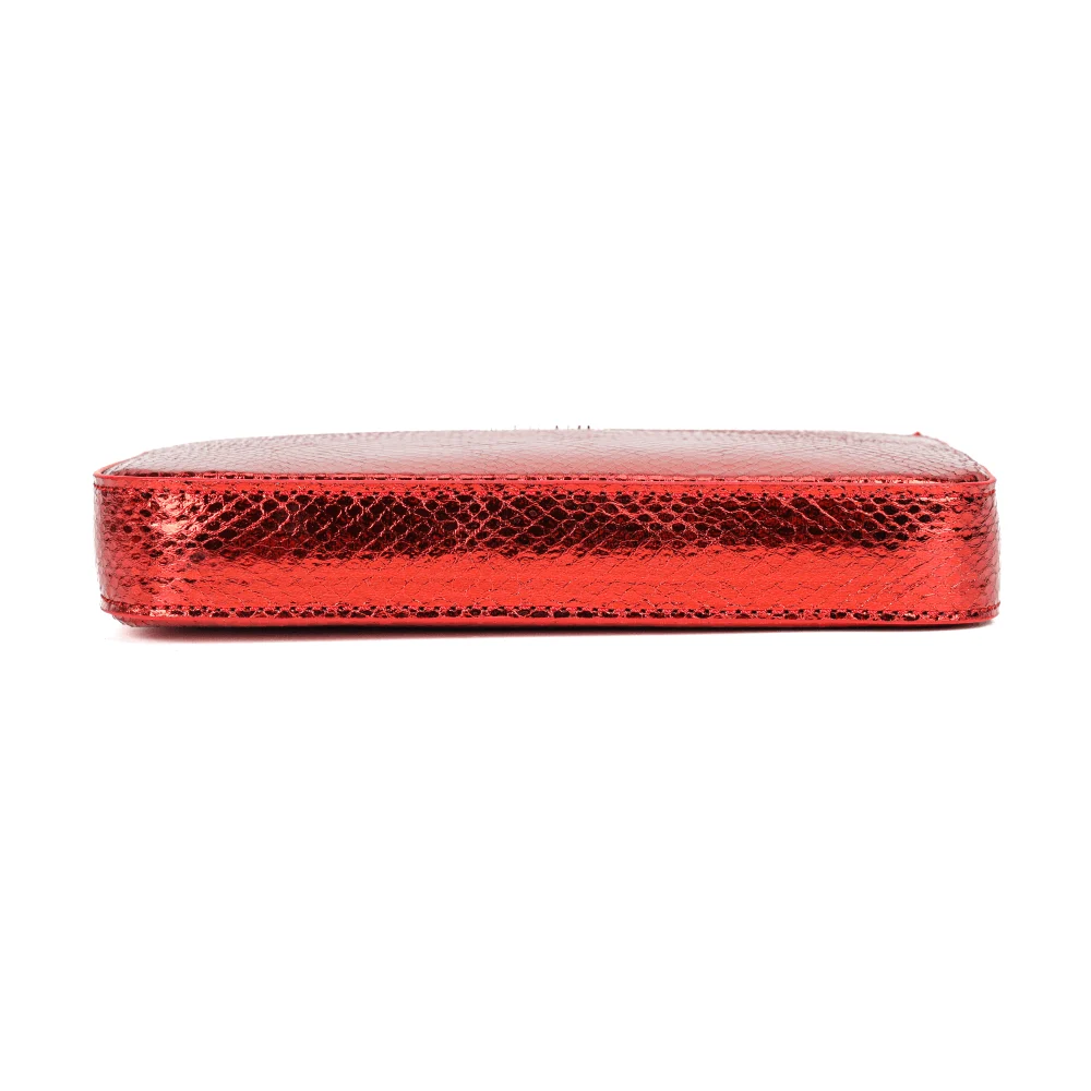 Bolsa Escama Metalizada Vermelha Alça Transversal - vista 7 de 7