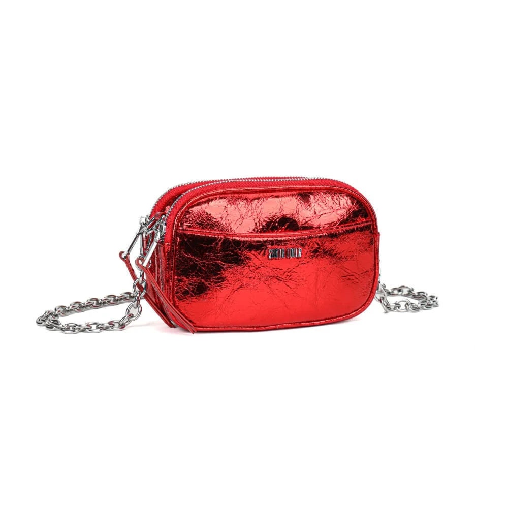Bolsa Metalizado Crinkle Vermelha Divisórias - vista 4 de 9