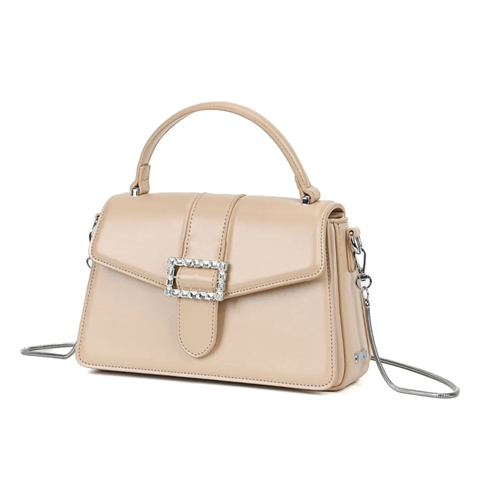 Bolsa Pequena Soft Bege Fivela Brilho - vista 3 de 7