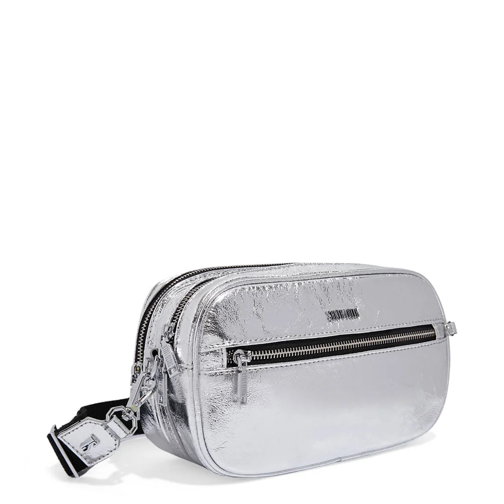 Bolsa Pochete Metalizada Crinkle Prata - vista 3 de 5