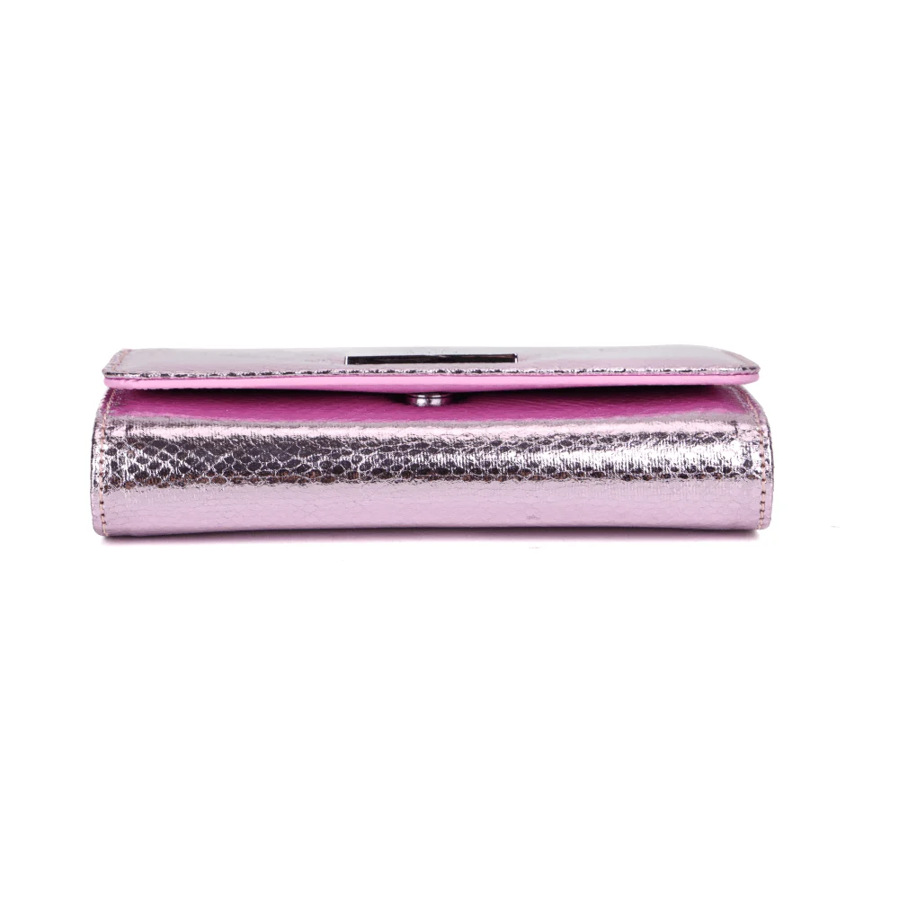 Kit Presente Bolsa Transversal E Porta Cartão Snake Rosa Metalizado - vista 6 de 7