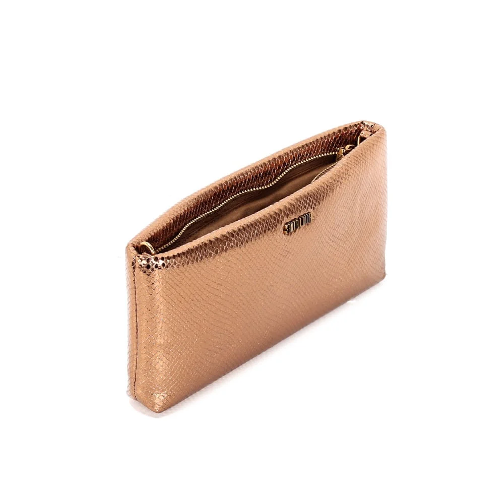 Bolsa Clutch Metalizada Bronze Alça De Ombro - vista 3 de 3