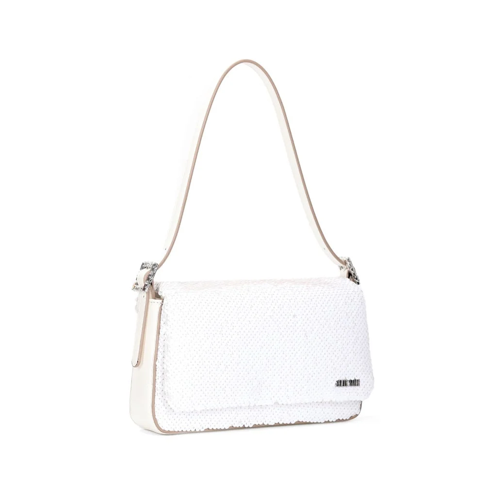 Bolsa Baguete Paête Branca Alça De Ombro - vista 2 de 3