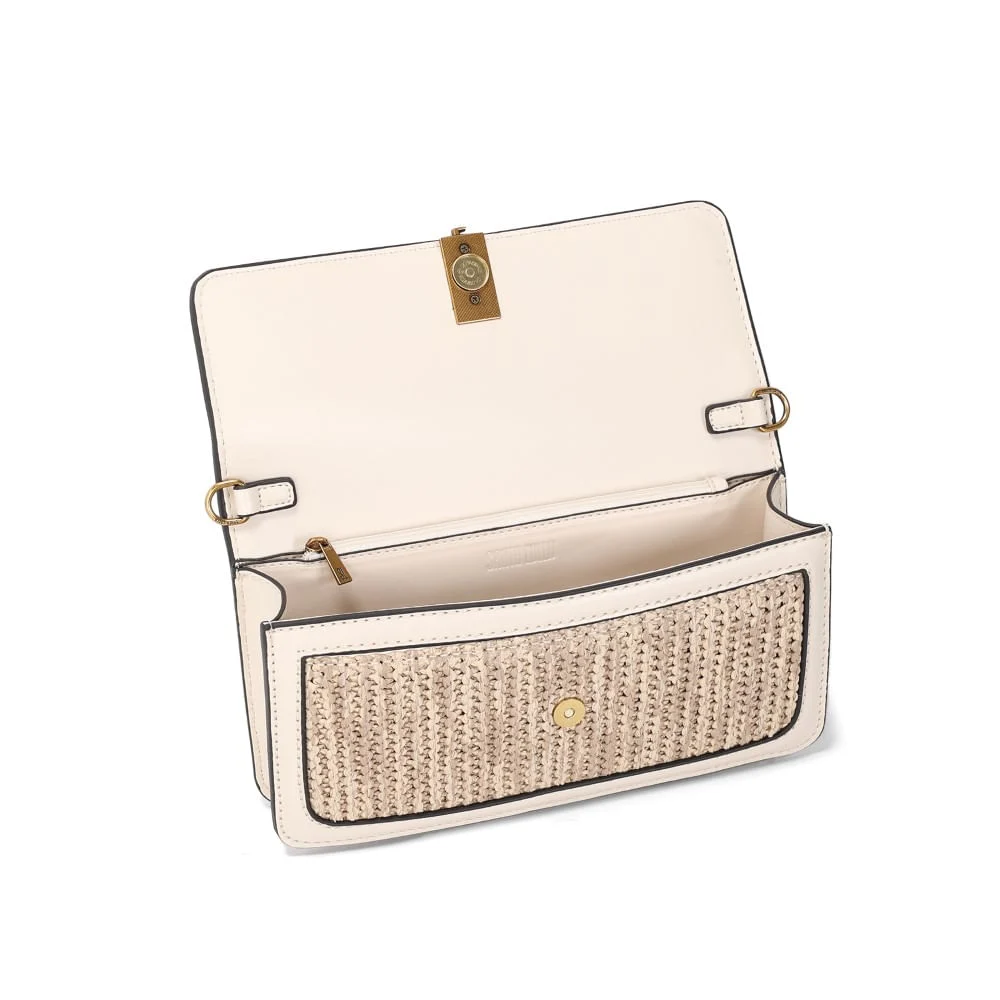 Bolsa Pequena Palha Tramado Bege Transversal - vista 4 de 4