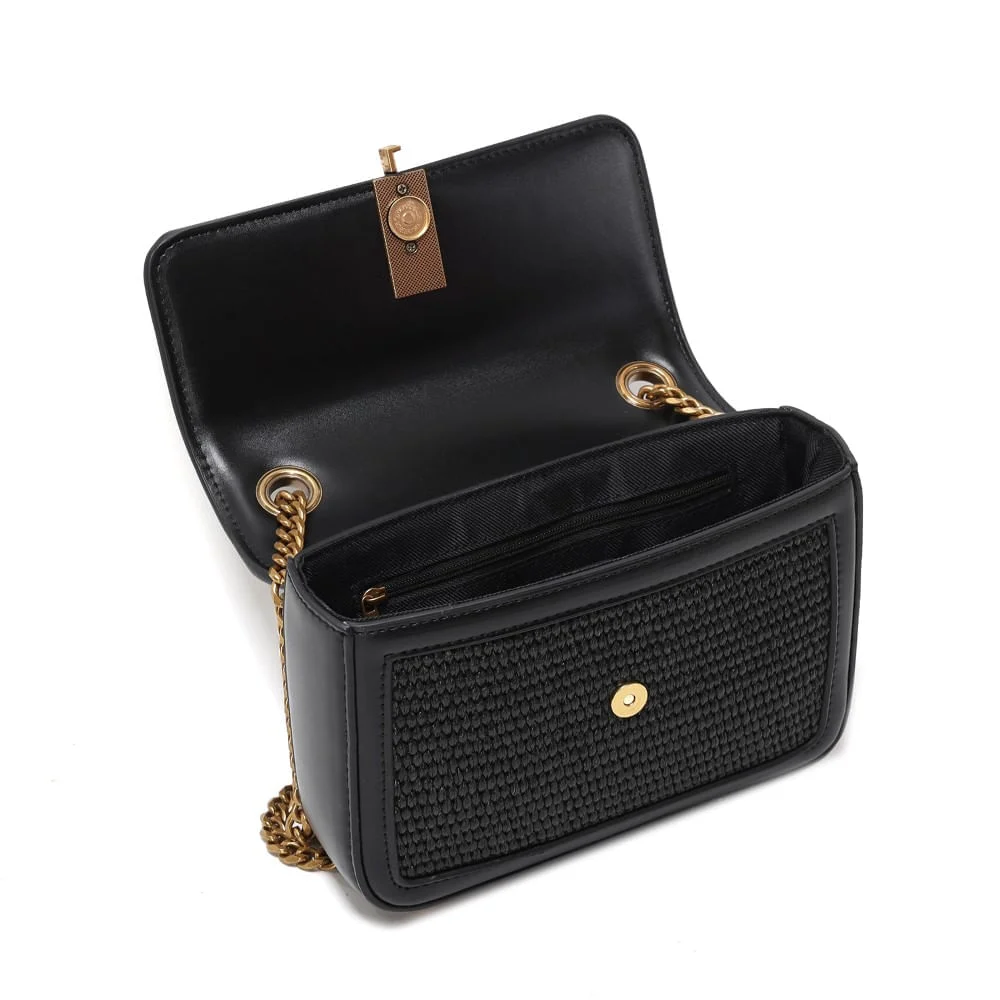 Bolsa Tramado Preta Alça De Ombro - vista 4 de 4