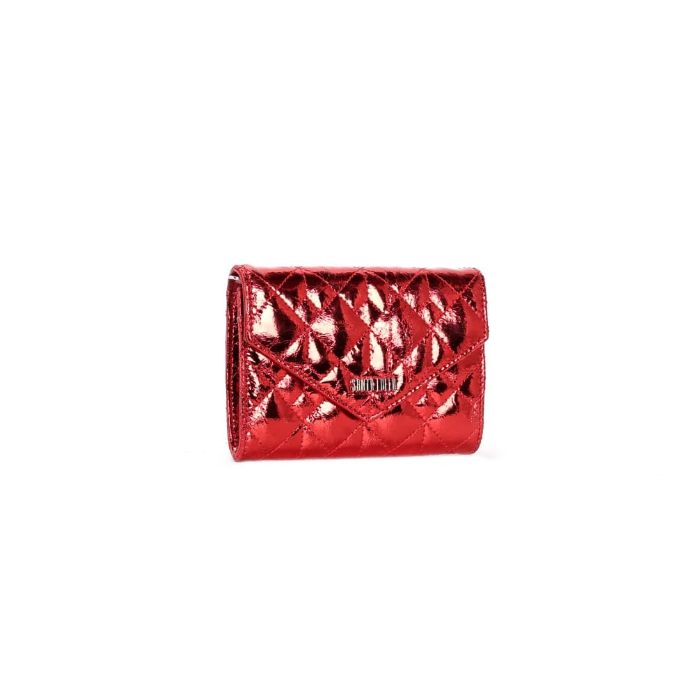 Bolsa Carteira Transversal Metalizada Crinkle Vermelha - vista 2 de 3