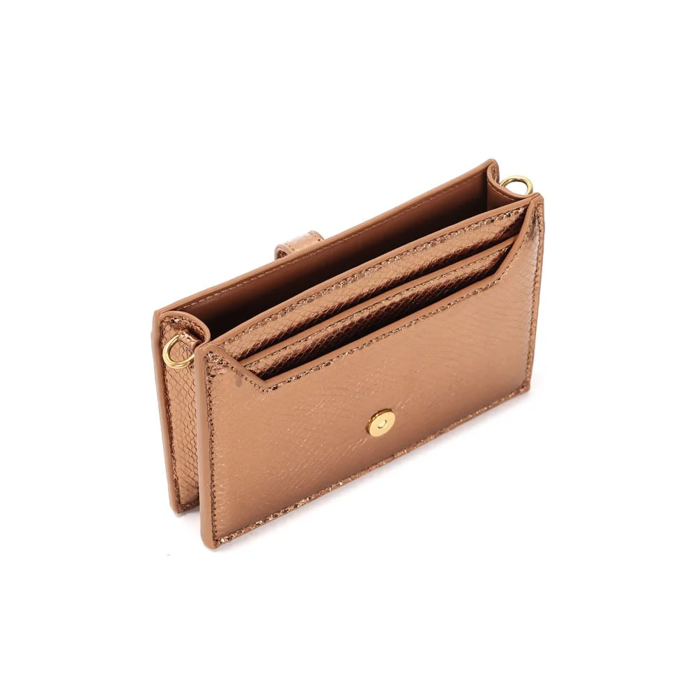 Bolsa Carteira Metalizada Bronze Alça De Ombro - vista 3 de 5