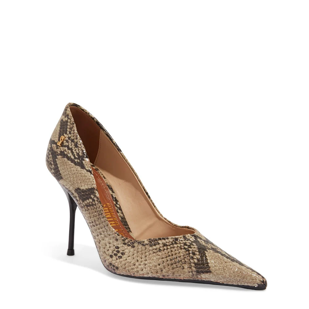 Scarpin One Couro Animal Print Cobra Salto Alto - vista 2 de 3