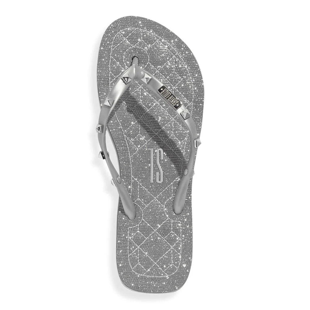 Flip Flop Shiny Prata Borracha Spikes - vista 3 de 4