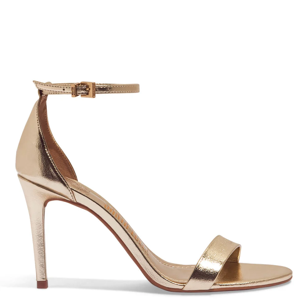 Sandalia Napa Soft Dourada Salto Alto - vista 1 de 4
