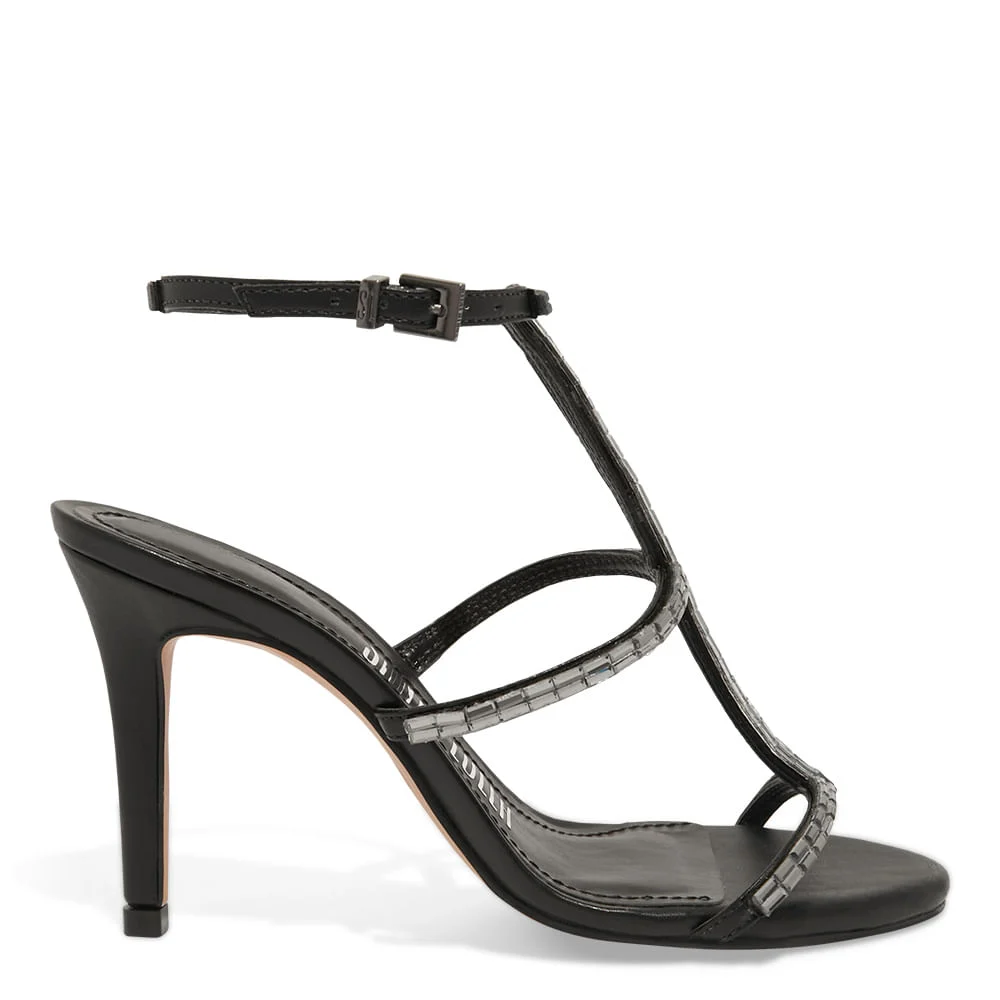 Sandalia Napa Soft Preta Salto Alto Fino - vista 1 de 3