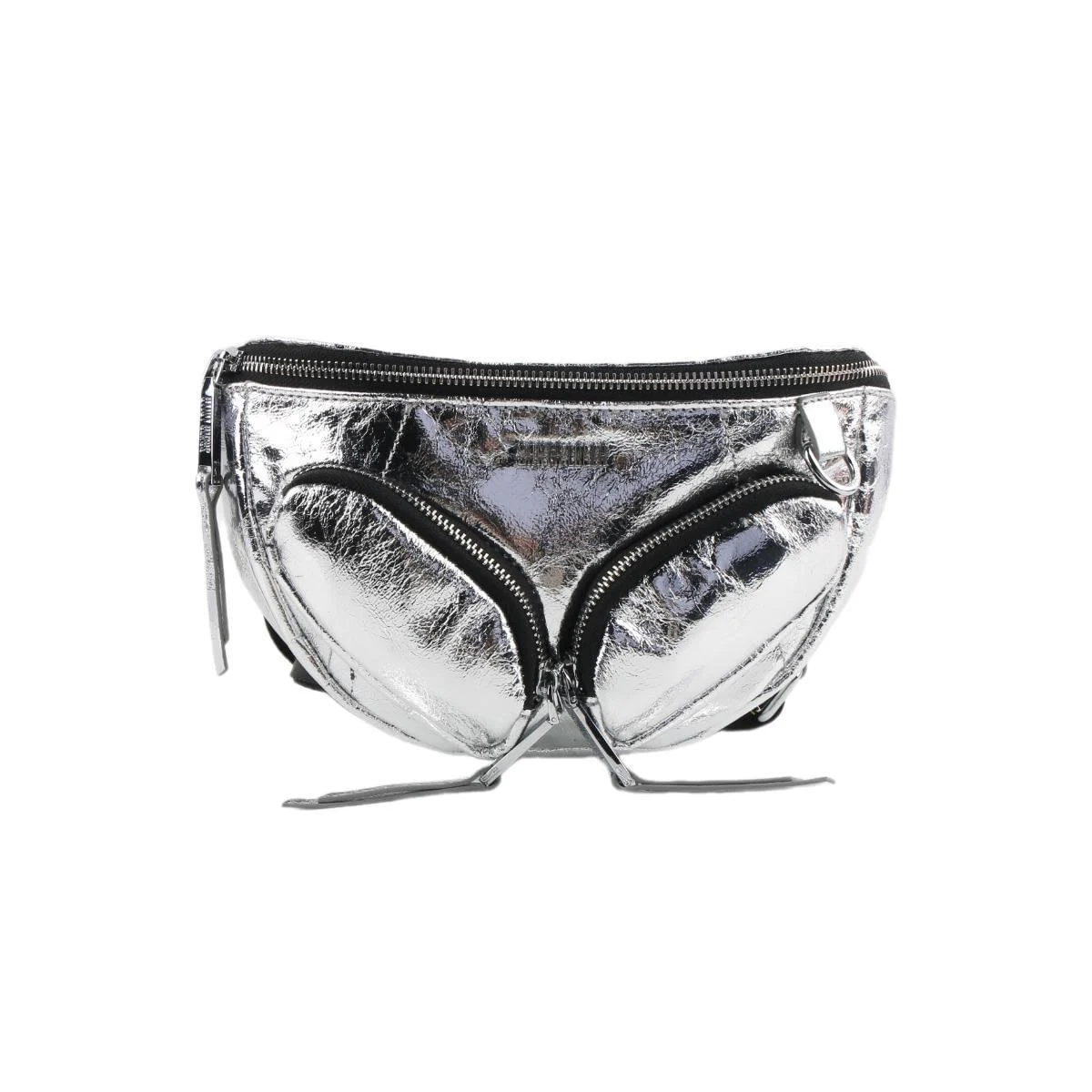 Bolsa Pochete Metalizada Crinkle Prata Alça Removível - vista 1 de 6