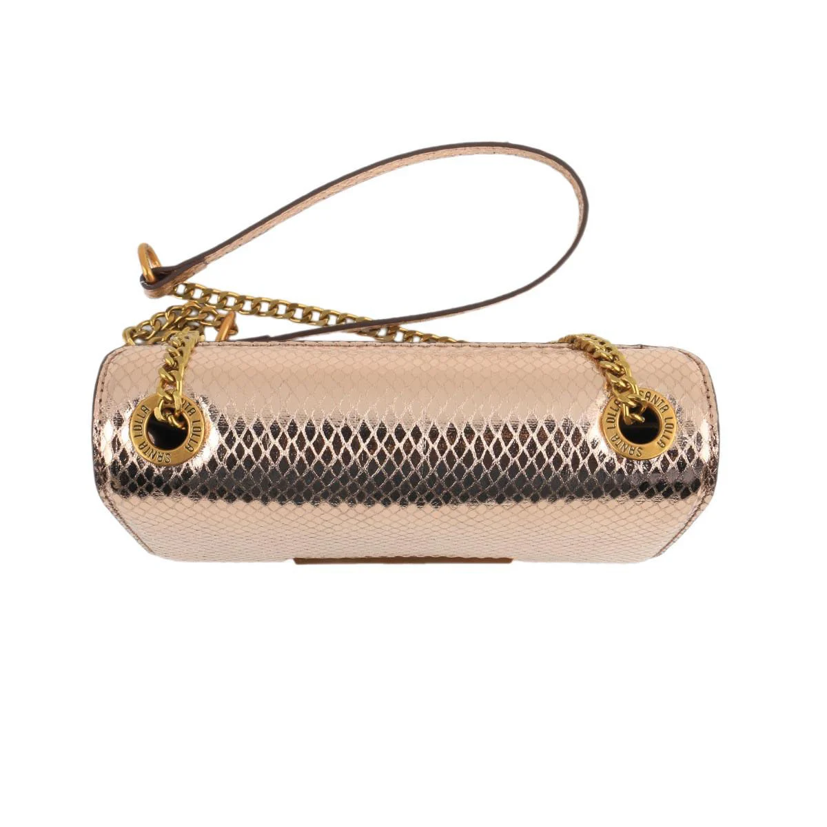 Bolsa Dourada Metalizada Snake Alça Corrente Transversal - vista 4 de 6