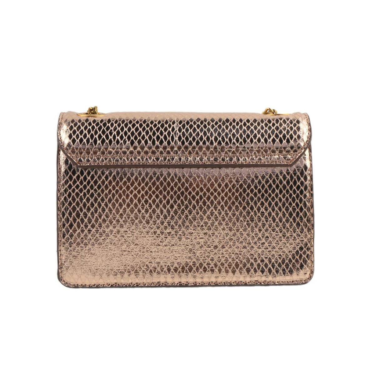 Bolsa Dourada Metalizada Snake Alça Corrente Transversal - vista 6 de 6