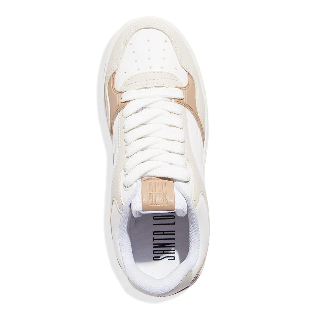 Tênis Plataforma Napa Santorine Off White E Bege - vista 3 de 4