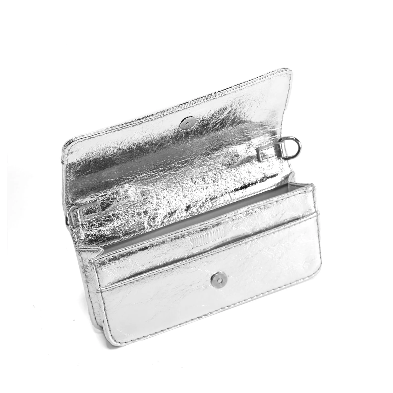 Bolsa Carteira Metal Crinkle Prata Duas Alças - vista 3 de 3