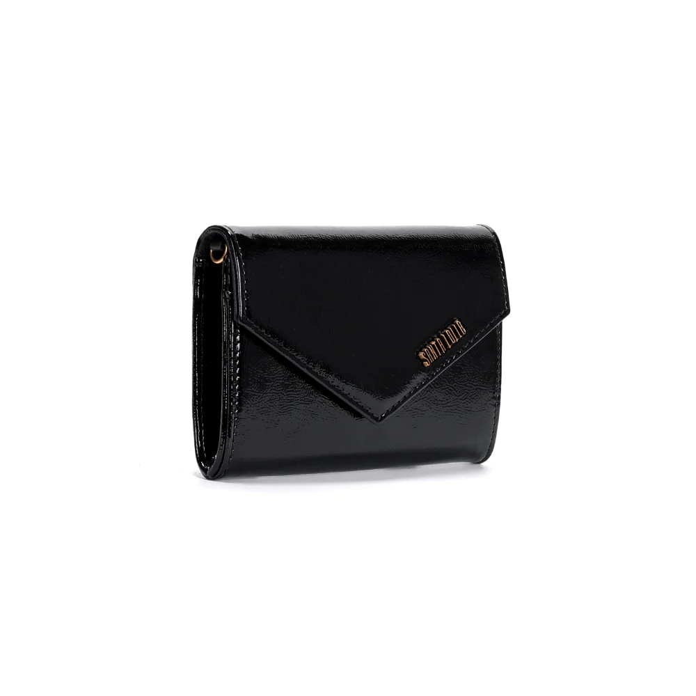 Bolsa Carteira Glossy Preta Alça Transversal - vista 2 de 3