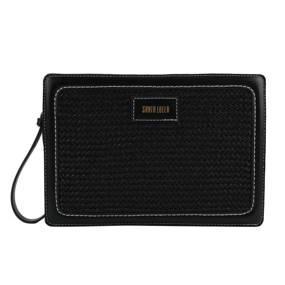 Clutch Tramado Preto Alça de Mão - vista 1 de 5