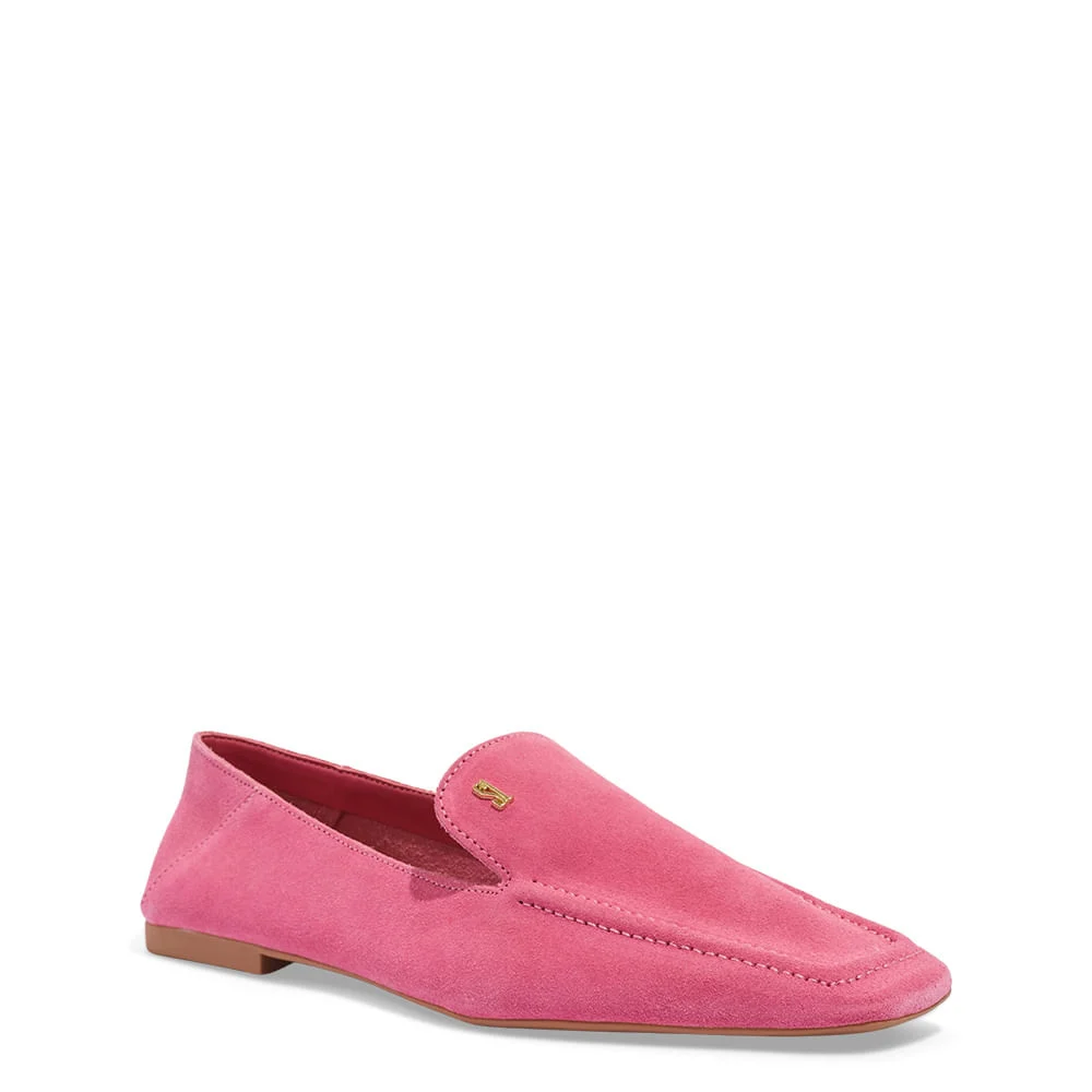 Mocassim Couro Camurça Bico Quadrado Rosa Pink - vista 2 de 5