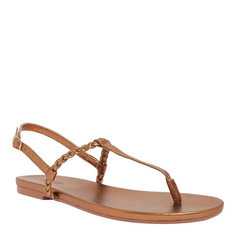 Rasteira Metalizada Soft Bronze Tira Trança - vista 2 de 4
