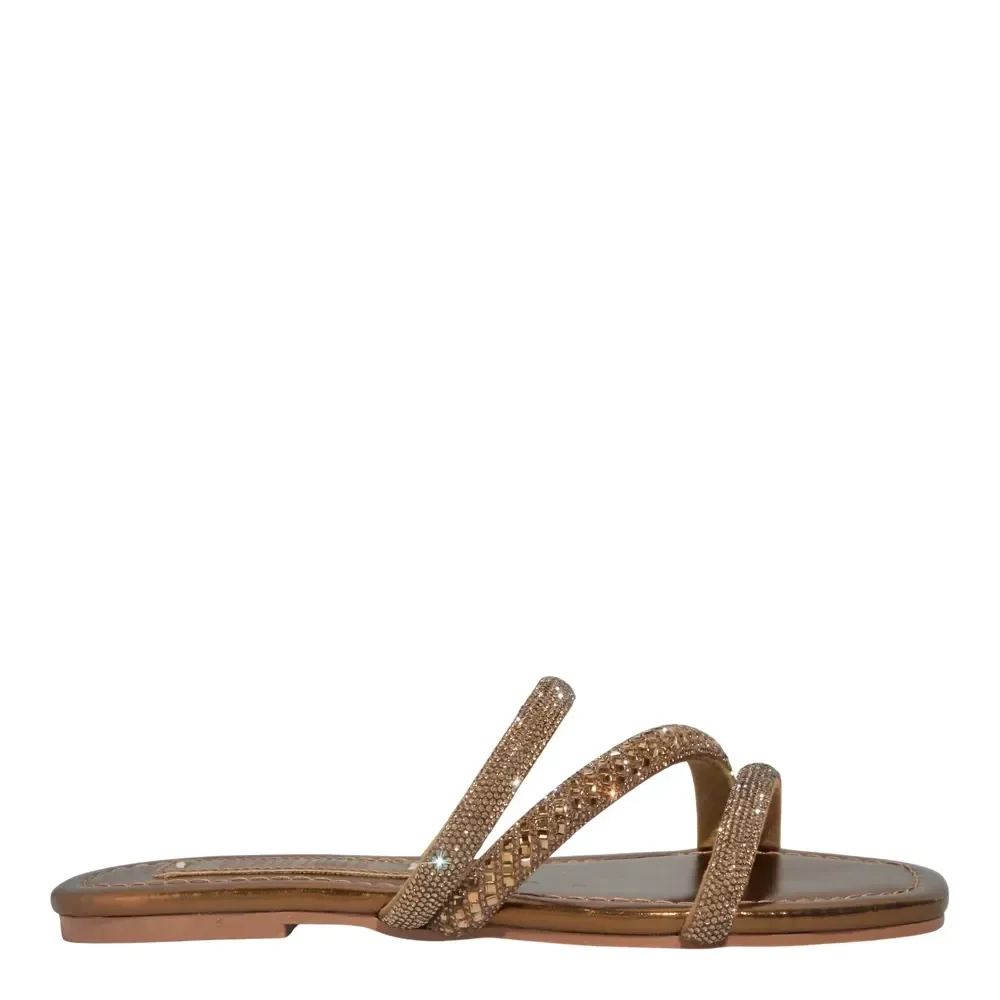 Rasteira Metallic Soft Bronze Strass Brilho - vista 1 de 4