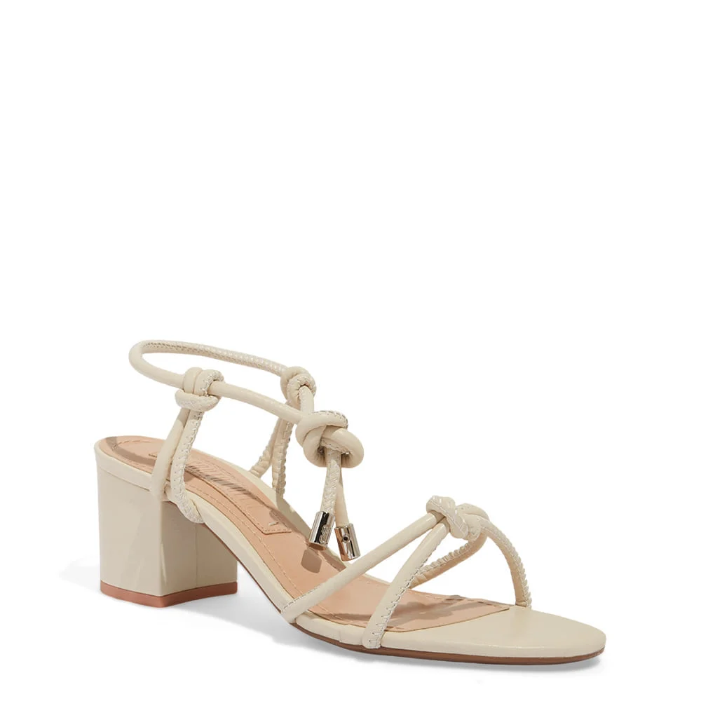 Sandália Salto Grosso Napa Soft Off White - vista 2 de 4