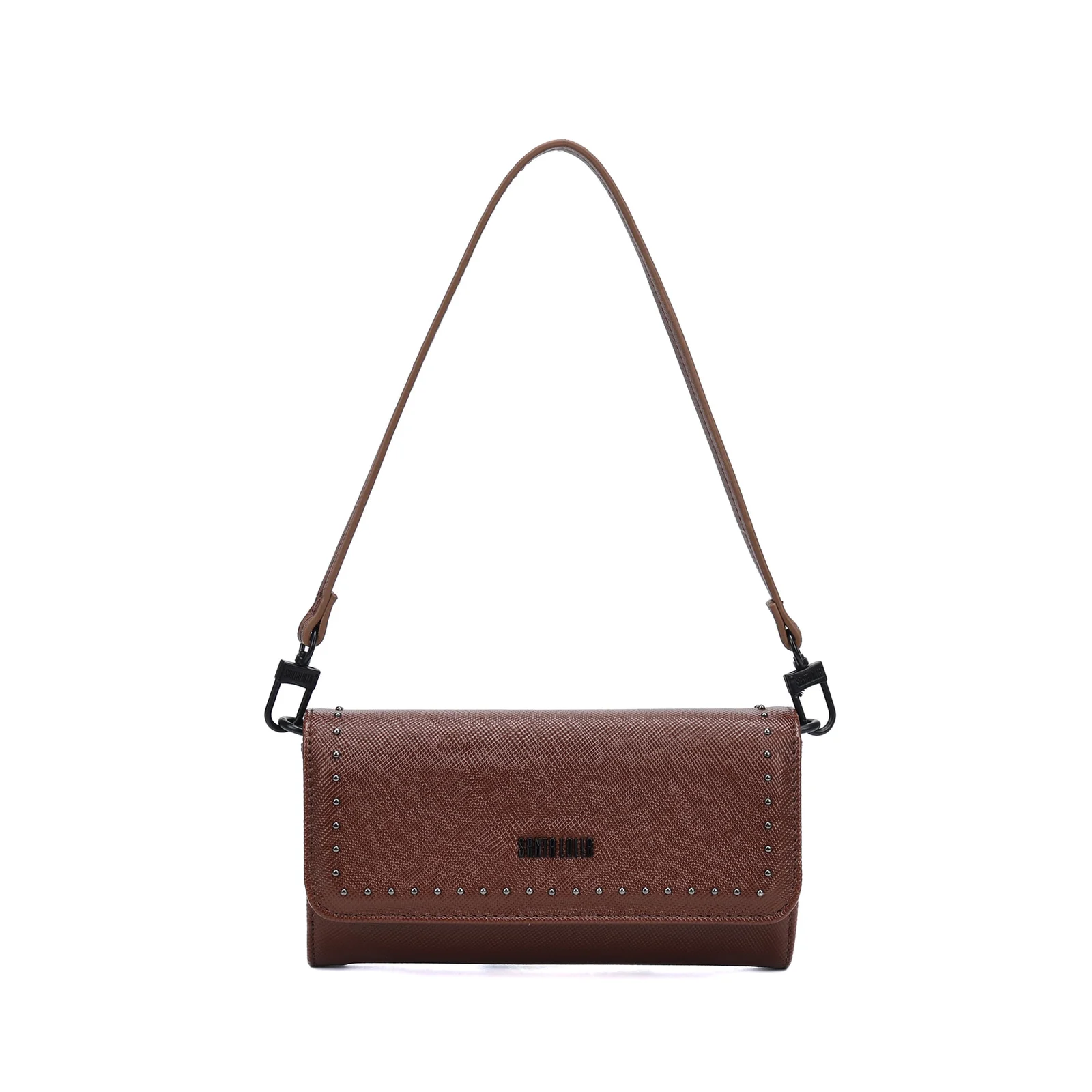 Bolsa Carteira Pequena Risco Marrom Alça De Ombro - vista 1 de 4