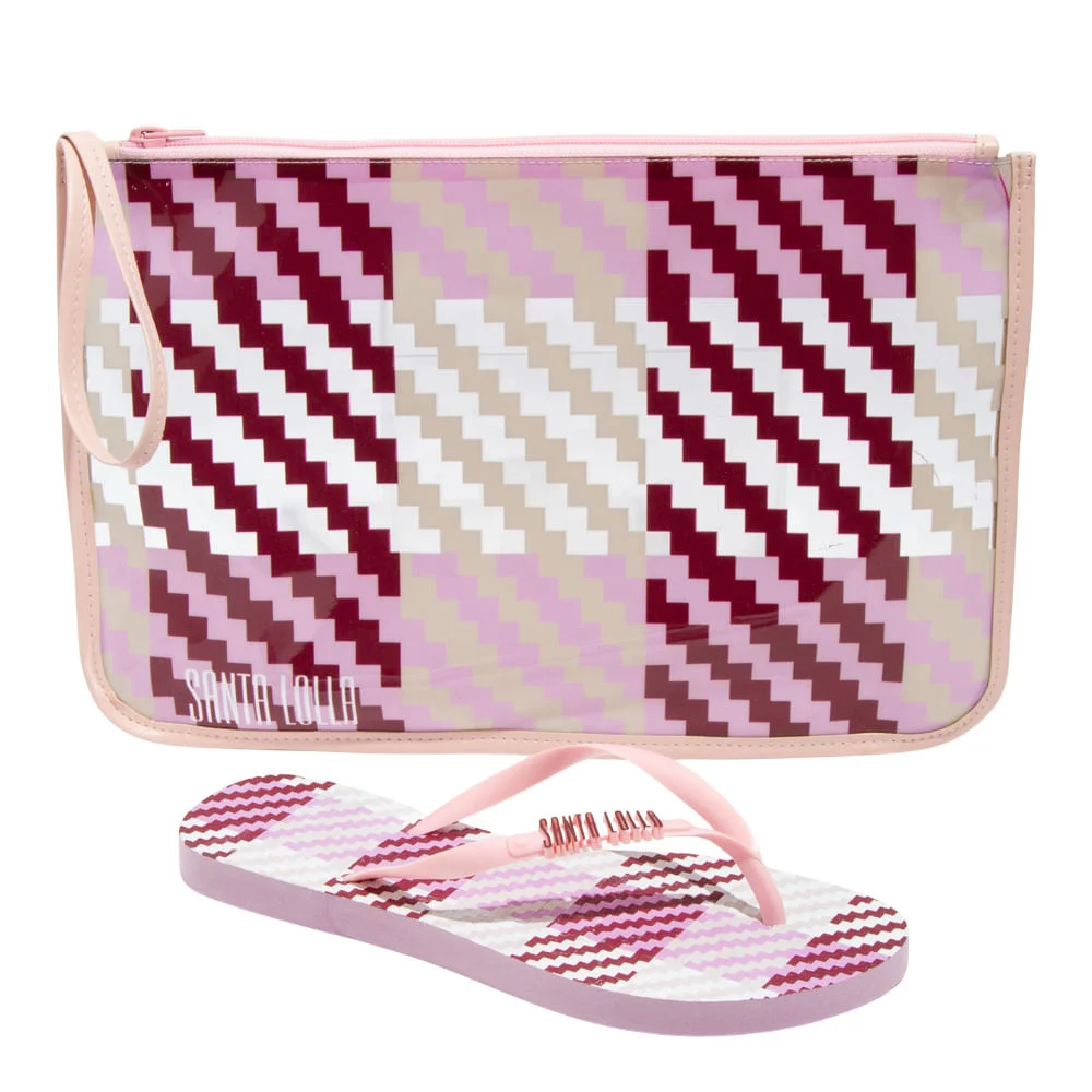 Kit Chinelo Flip Flop  Borracha Soft E Necessaire Lilás - vista 1 de 6