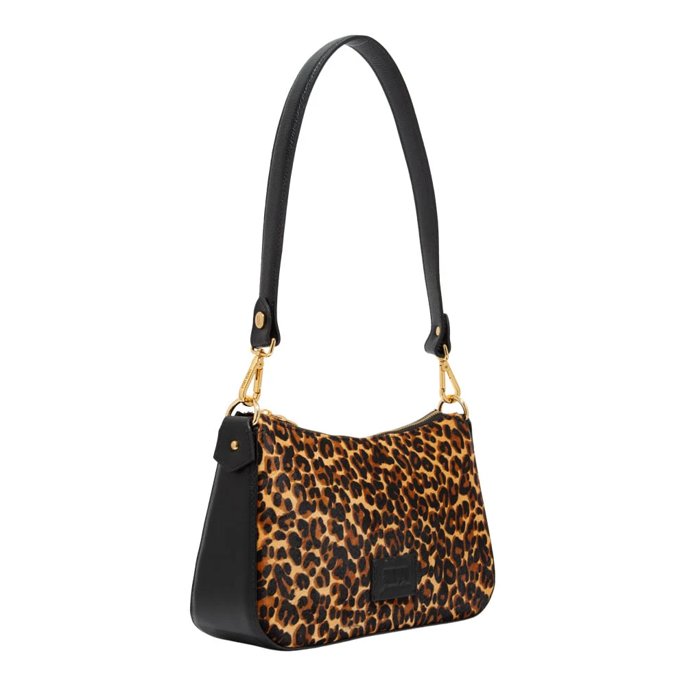 Bolsa Baguete Média Couro Estampa Animal Print Estampa Onça - vista 2 de 3