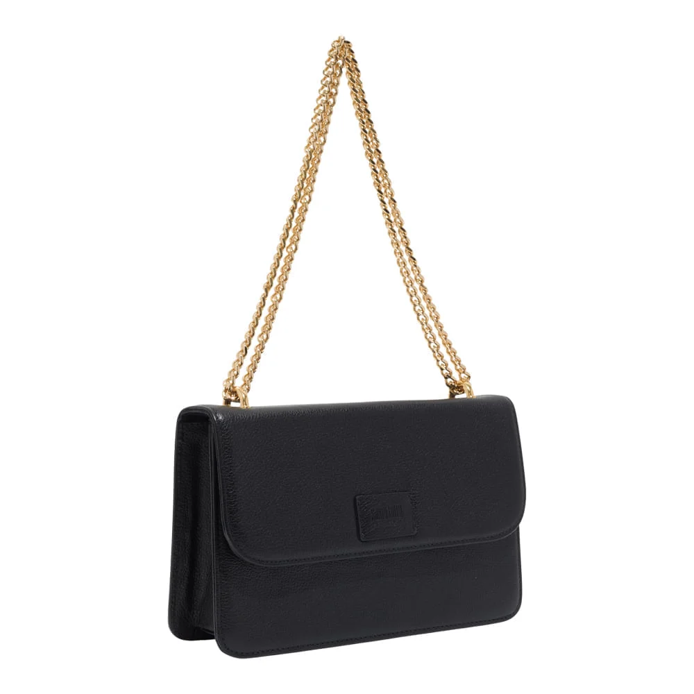 Bolsa Pequena Couro Floater Preto Alça de Ombro Corrente - vista 4 de 6