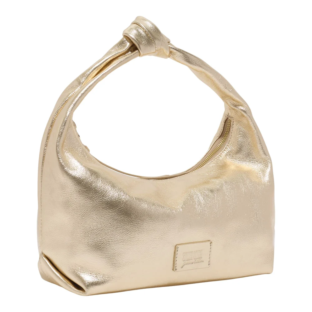 Bolsa Hobo Couro Metalizada Dourada Alça de Ombro - vista 2 de 3