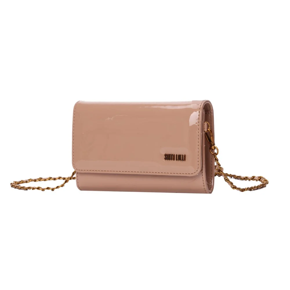 Bolsa Carteira Verniz Rose Alça De Ombro - vista 2 de 5