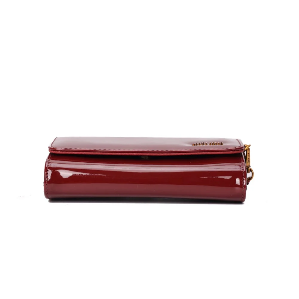 Bolsa Carteira Verniz Vermelho Merlot Alça De Ombro - vista 6 de 6
