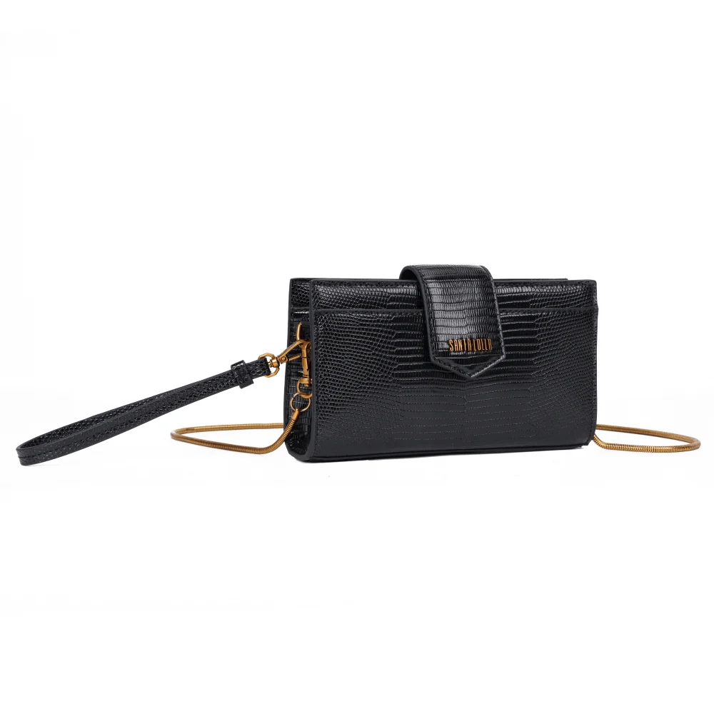 Bolsa Carteira Lizard Preta Alça De Ombro - vista 2 de 7